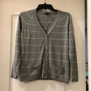 Talbots Grey Striped Long sleeve Cardigan